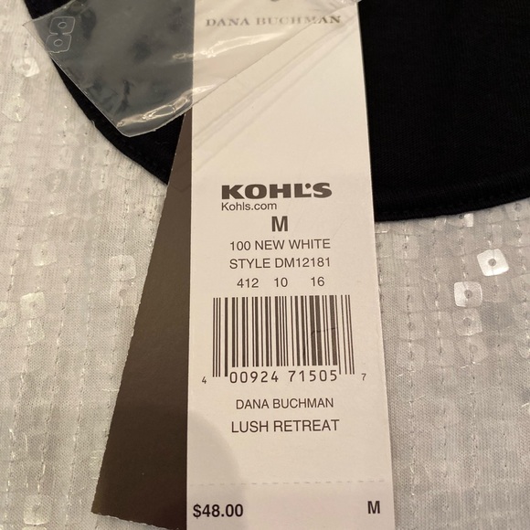 Dana Buchman Womens Sequined White Gray Tank Top w Black / NWT/Size M - Picture 6 of 9